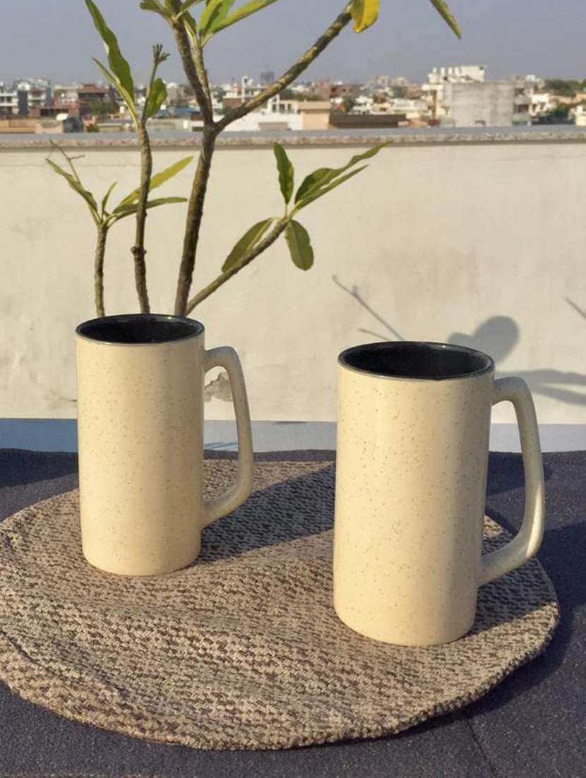 caffeine handmade ceramic white matte milk mug (set of 2)