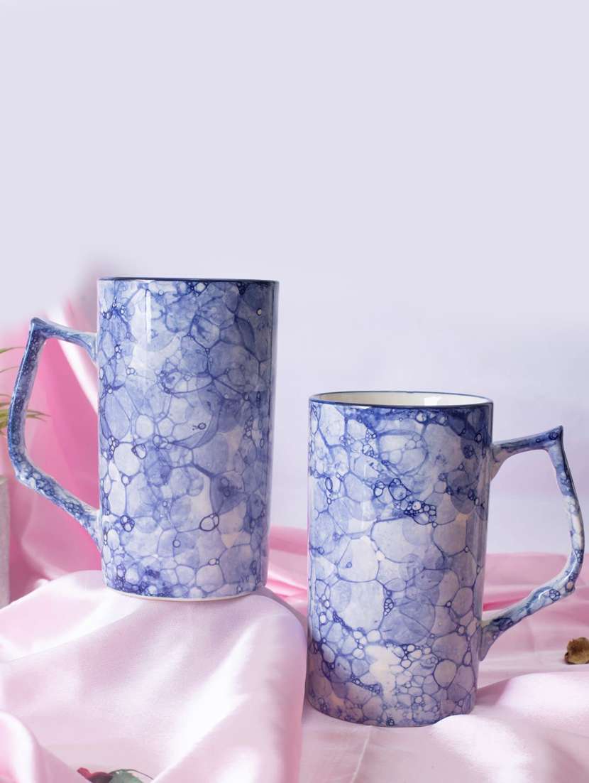 caffeine ceramic handmade blue & white stoneware milk mug(set of 2)