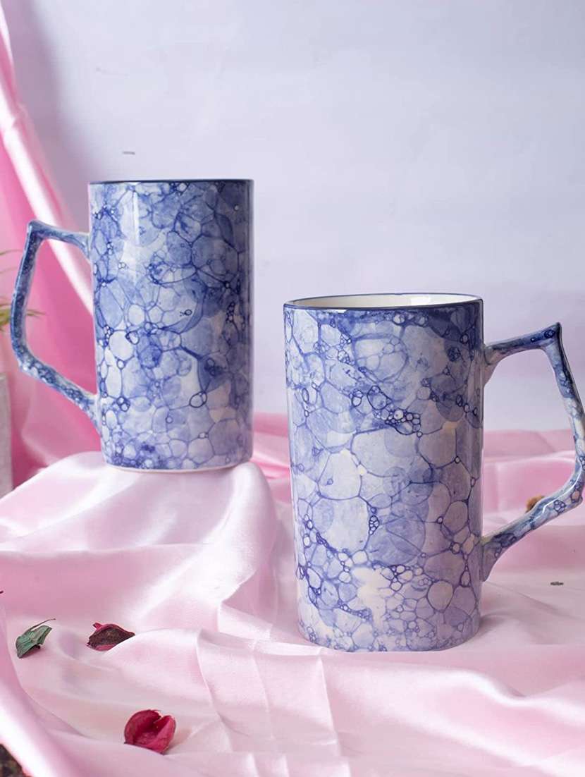 caffeine ceramic handmade blue & white stoneware milk mug(set of 2)