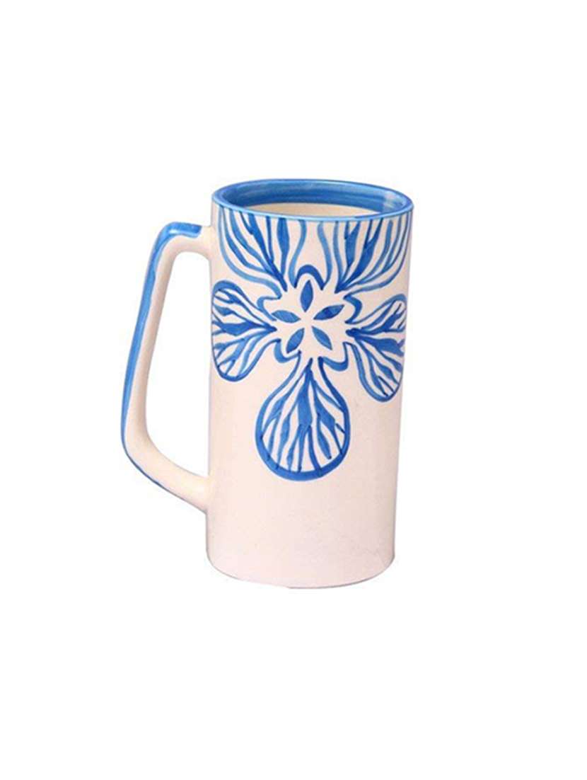 caffeine handmade ceramic cream and blue flora milk mug (set of 2) - 19408654 -  Standard Image - 4