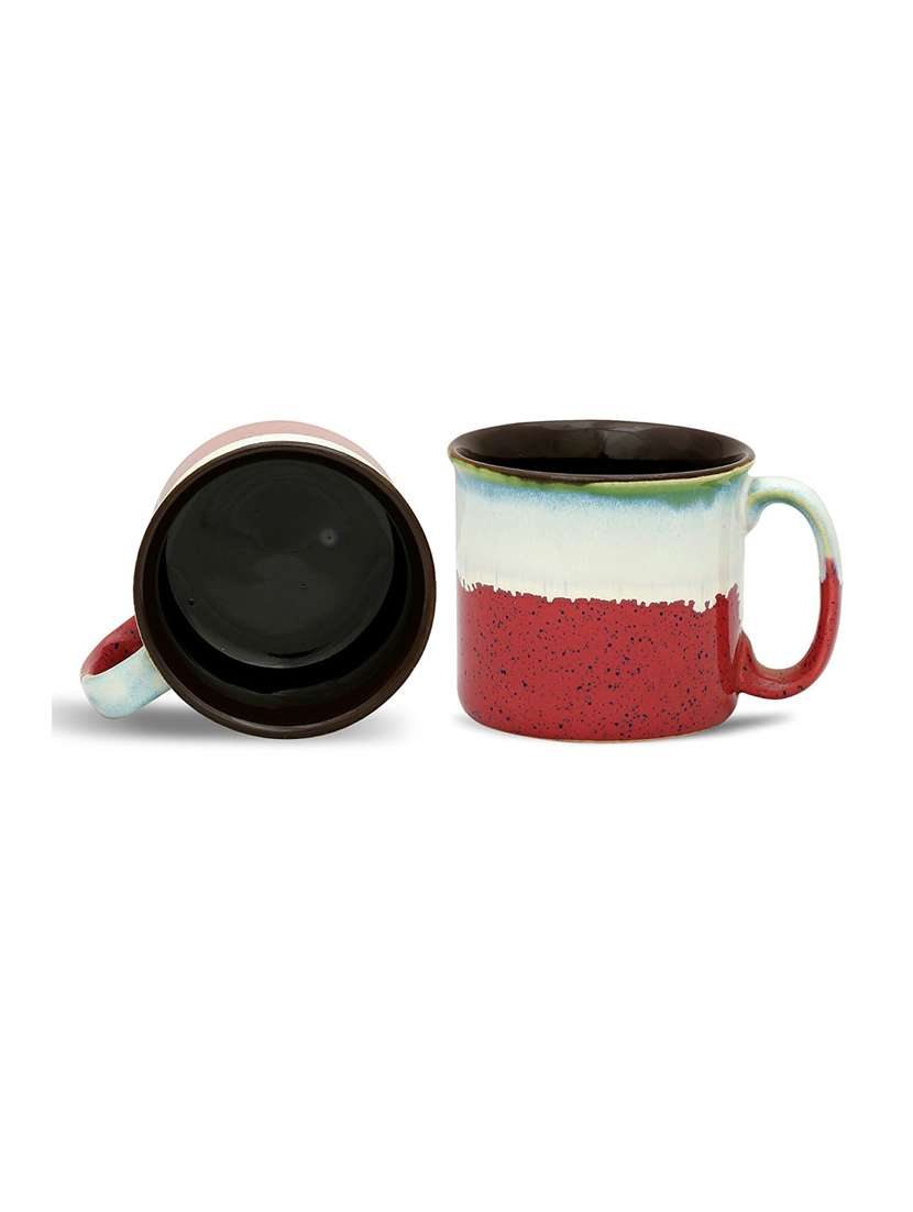 caffeine ceramic stoneware handmade white & coral peach maggie mug (set of 2) - 19408683 -  Standard Image - 1