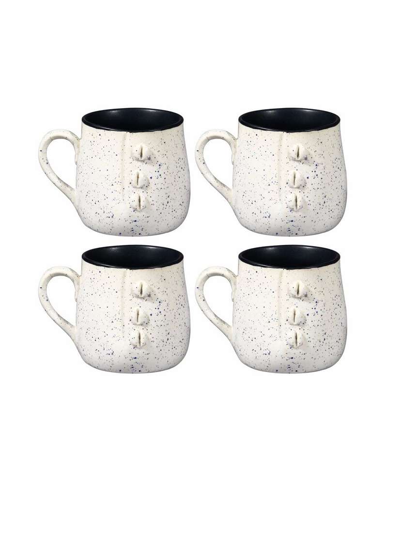 caffeine ceramic handmade matte white & glossy black buttoned tea cups