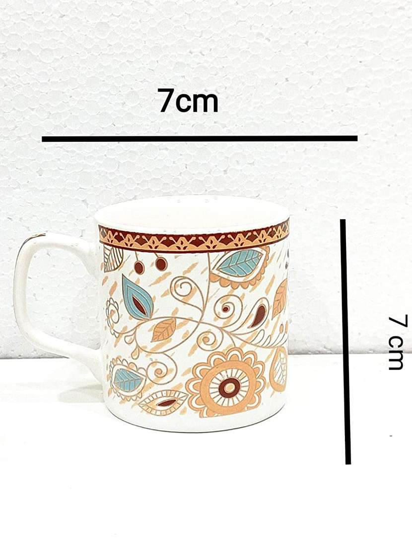 caffeine ceramic handmade white & gold floral tea cup set (set of 4) - 19408774 -  Standard Image - 1