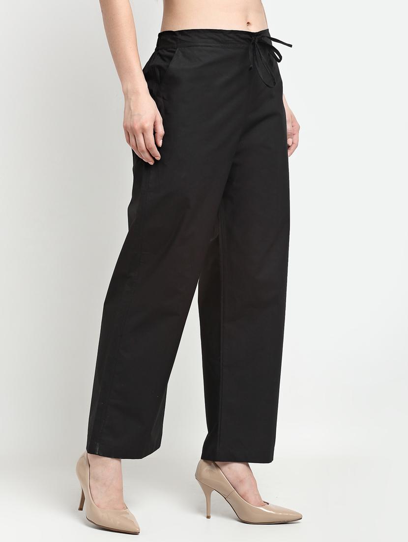 women solid mid rise wide leg trousers  - 19408969 -  Standard Image - 1