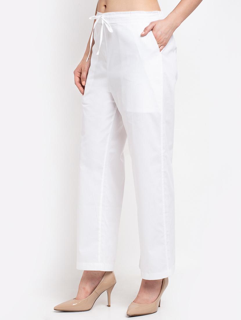 women solid mid rise wide leg trousers - 19408970 - Standard Image - 1