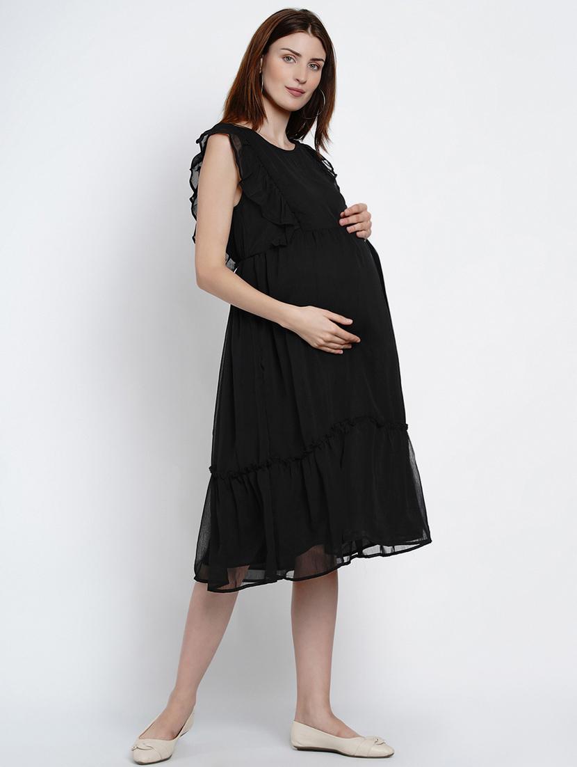black ruffled maternity dress - 19409183 - Standard Image - 1