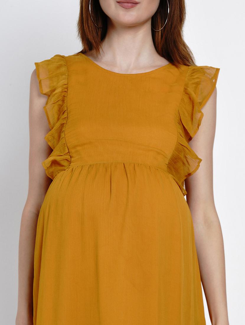 yellow ruffled maternity dress - 19409184 - Standard Image - 4