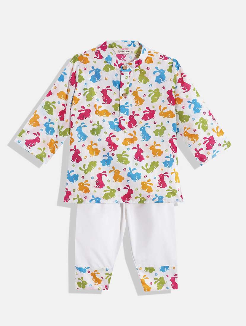 boys white cotton kurta set