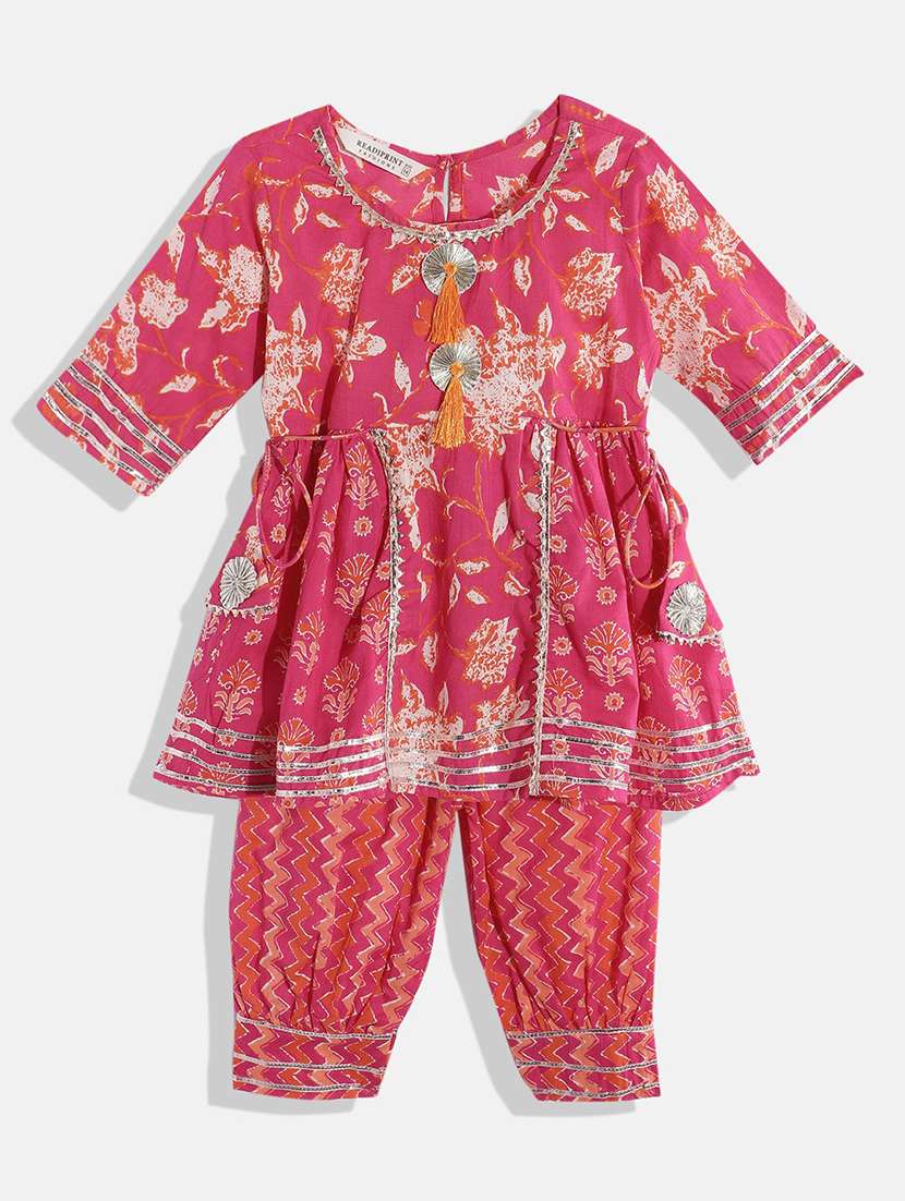 girls pink cotton suit set