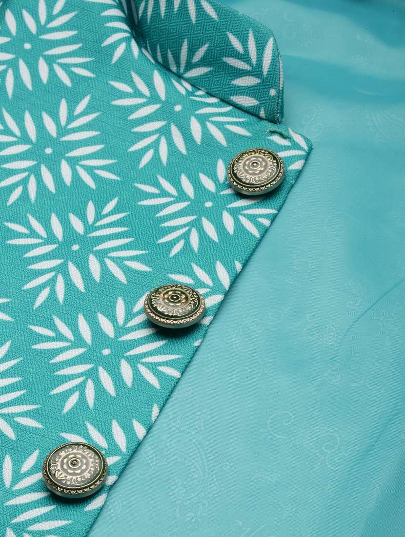 mandarin collar printed nehru jacket - 19409460 -  Standard Image - 6