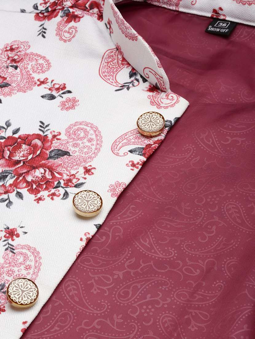 mandarin collar printed nehru jacket - 19409462 -  Standard Image - 6