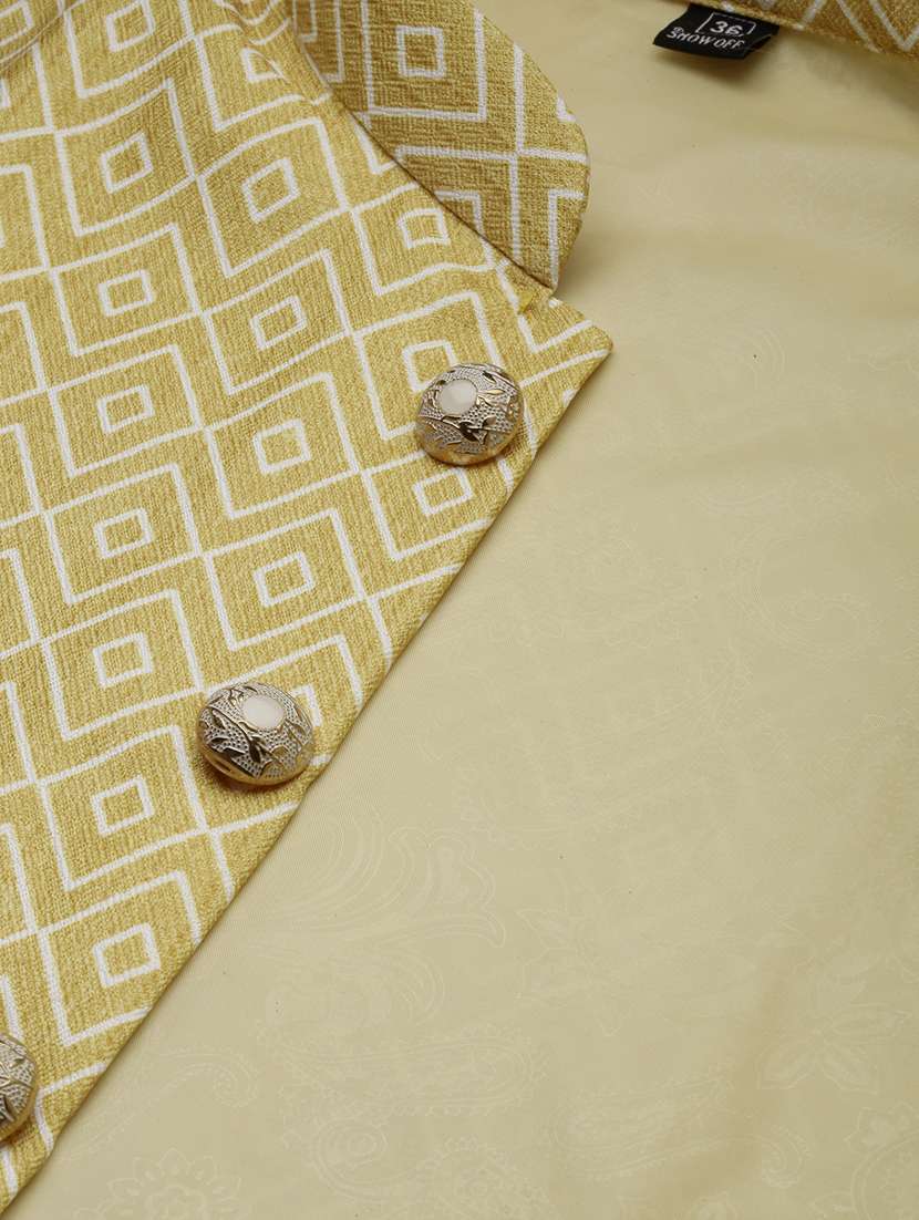 mandarin collar printed nehru jacket - 19409465 -  Standard Image - 6