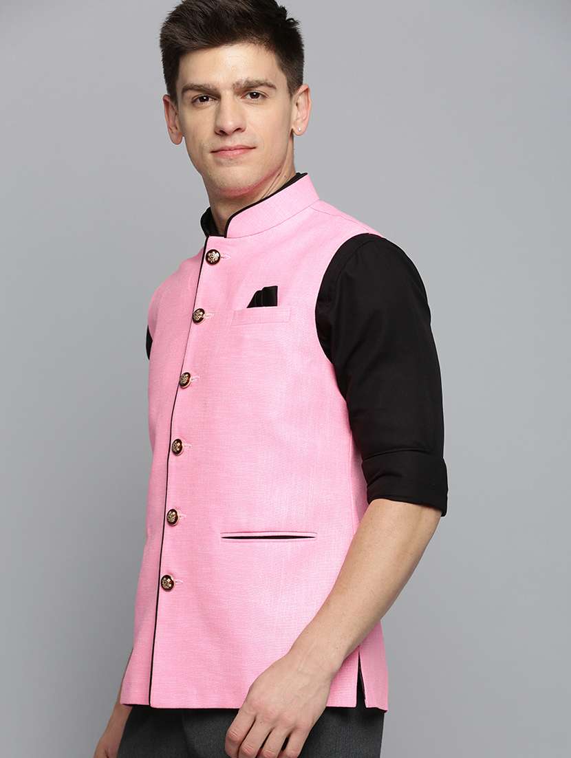mandarin collar printed nehru jacket - 19409471 -  Standard Image - 1
