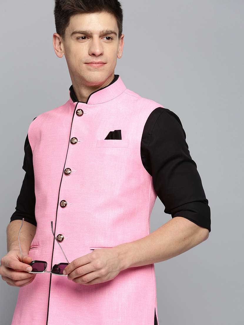 mandarin collar printed nehru jacket - 19409471 -  Standard Image - 4