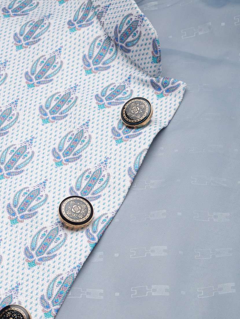 mandarin collar printed nehru jacket - 19409475 -  Standard Image - 6