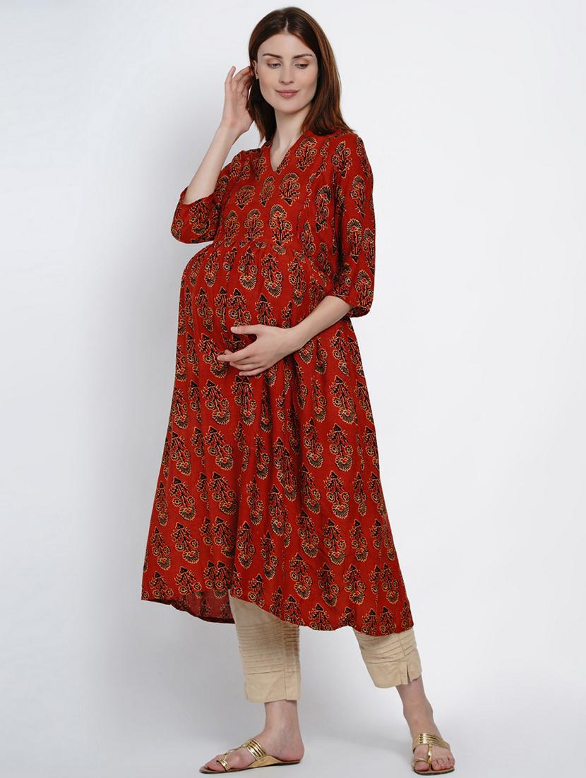 red printed maternity wear - 19409507 -  Standard Image - 1
