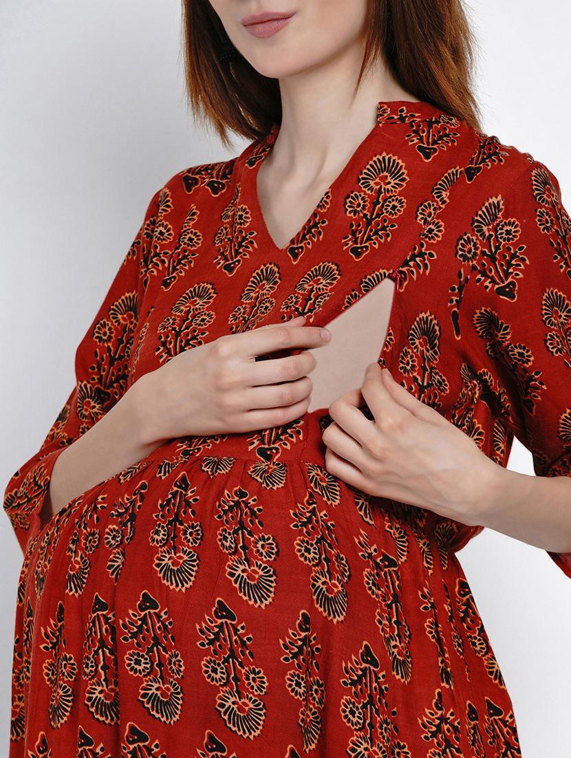 red printed maternity wear - 19409507 - Standard Image - 4