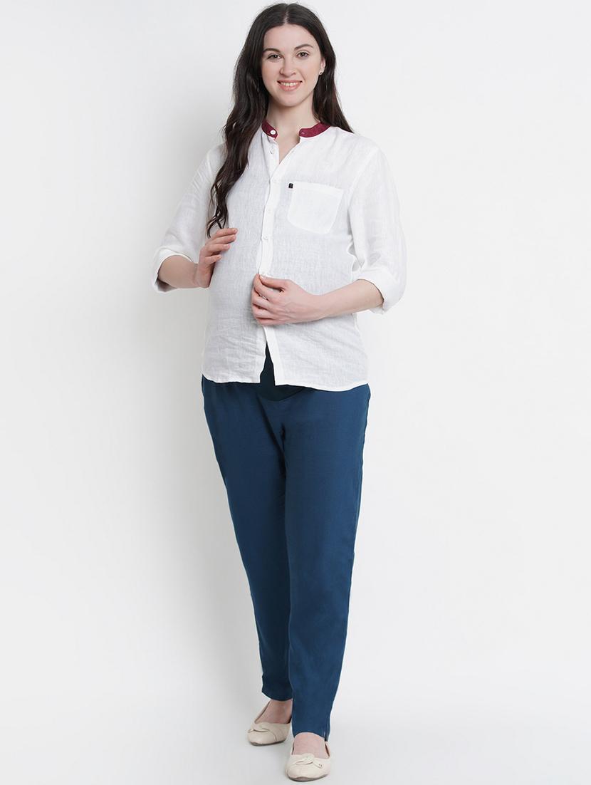 blue rayon maternity trouser - 19409530 - Standard Image - 4