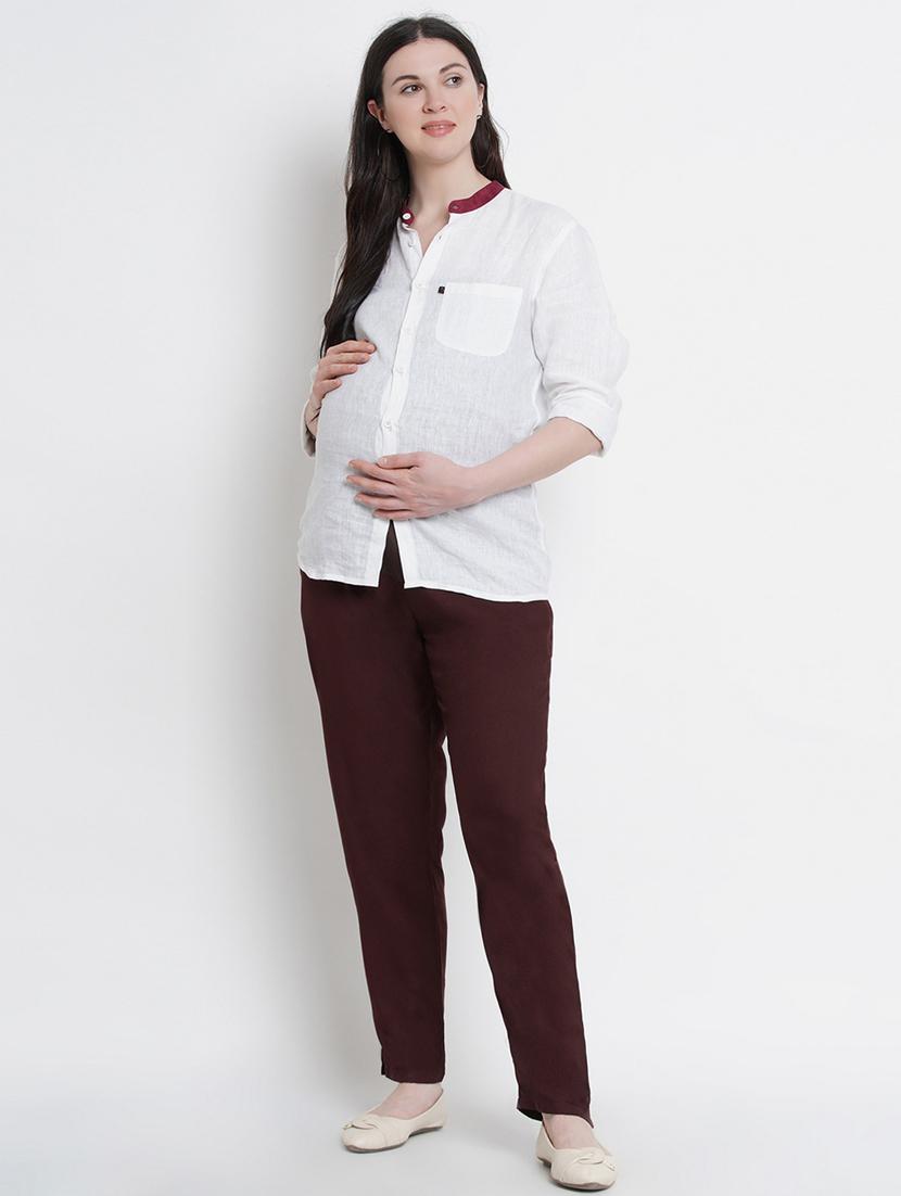 brown rayon maternity trouser - 19409531 - Standard Image - 4