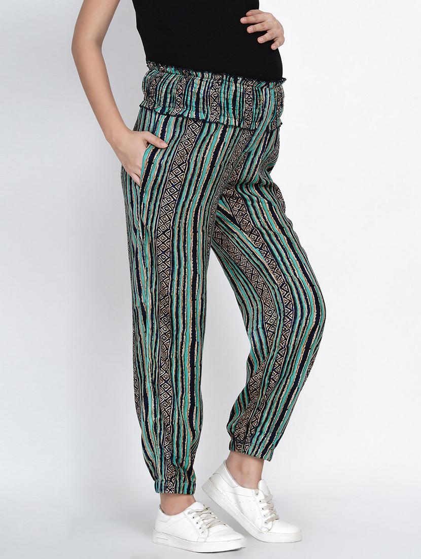 green striped rayon maternity jogger - 19409536 -  Standard Image - 1