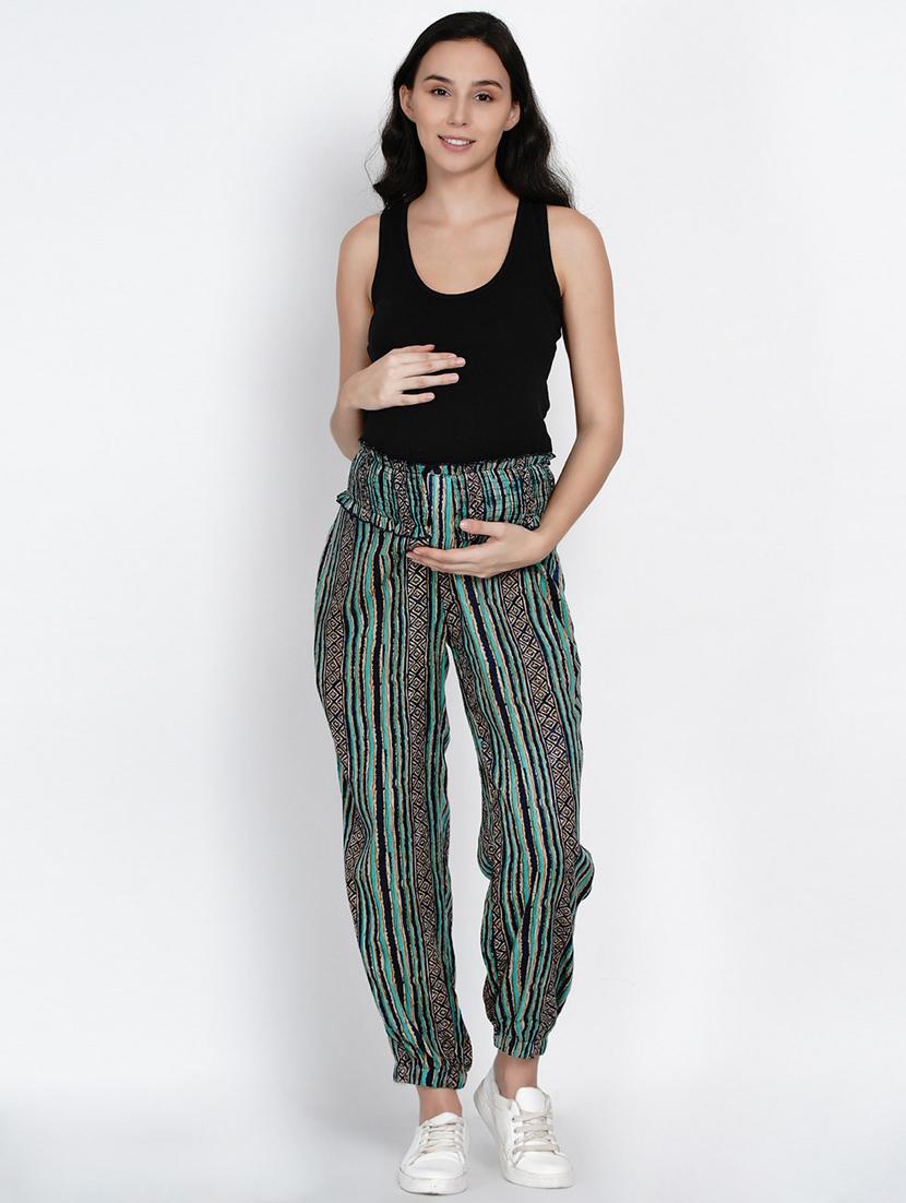 green striped rayon maternity jogger - 19409536 - Standard Image - 4