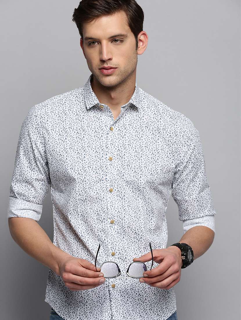 mens micro print casual shirt - 19409930 -  Standard Image - 4