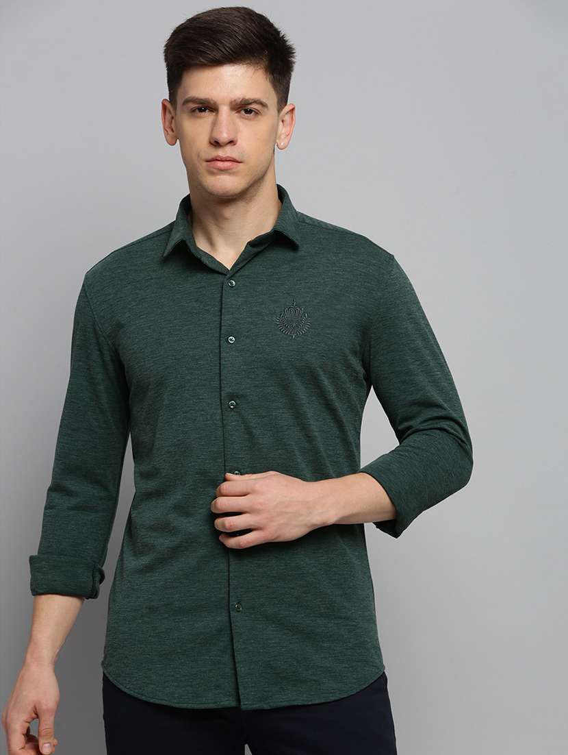 mens self design casual shirt