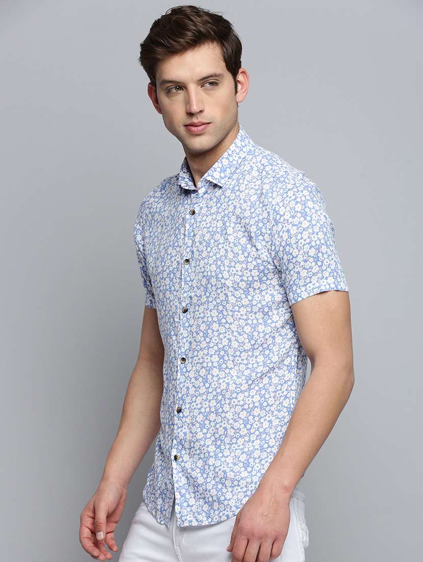 mens micro print casual shirt - 19409979 -  Standard Image - 1