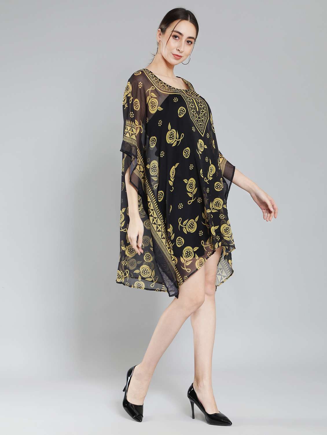 black printed dresses kaftan - 19411666 -  Standard Image - 1