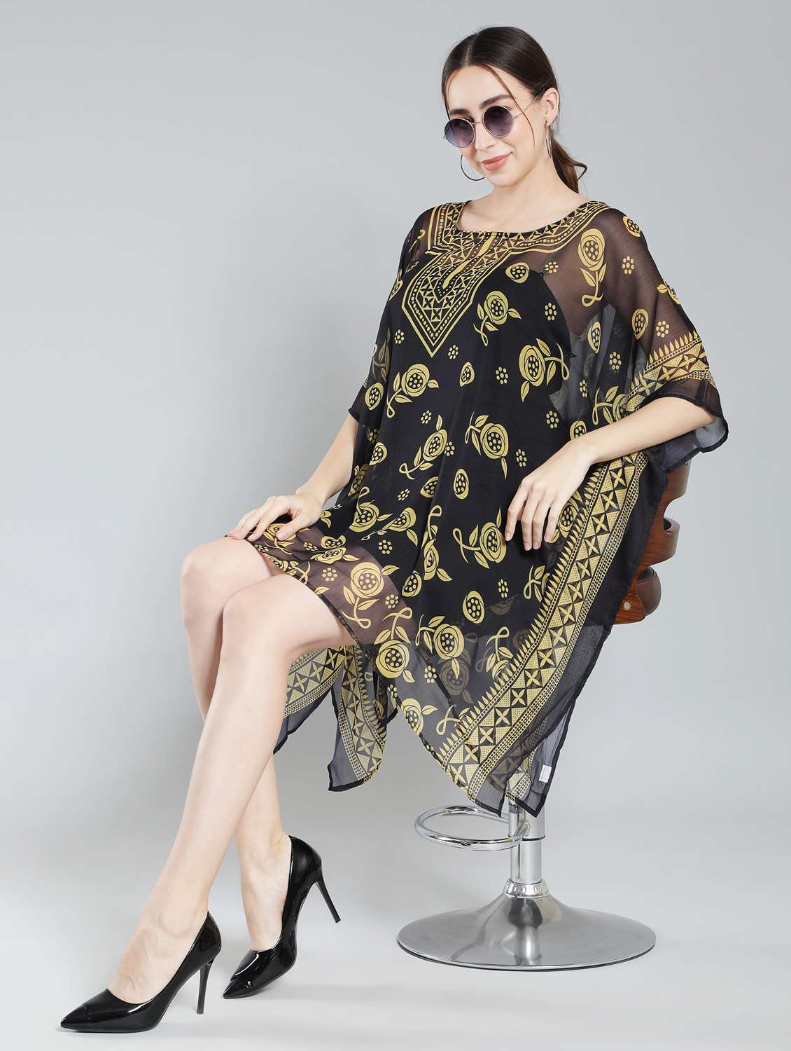 black printed dresses kaftan - 19411666 -  Standard Image - 4