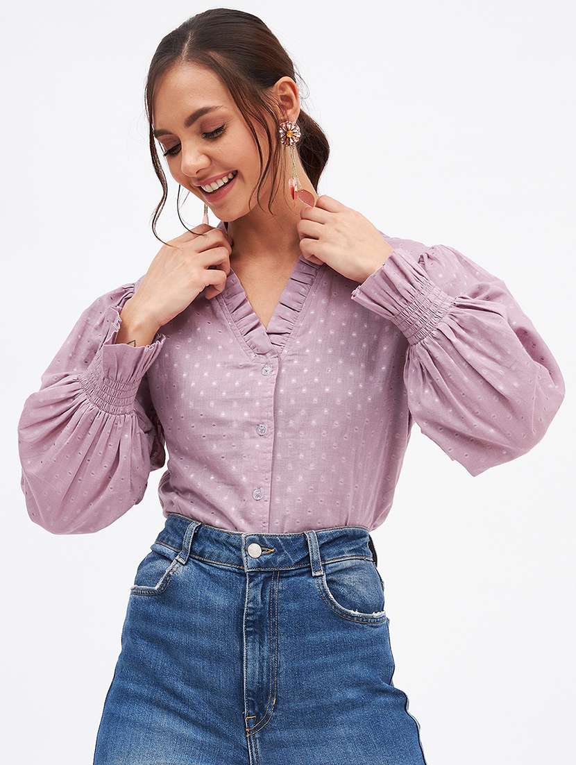 self design cotton regular top