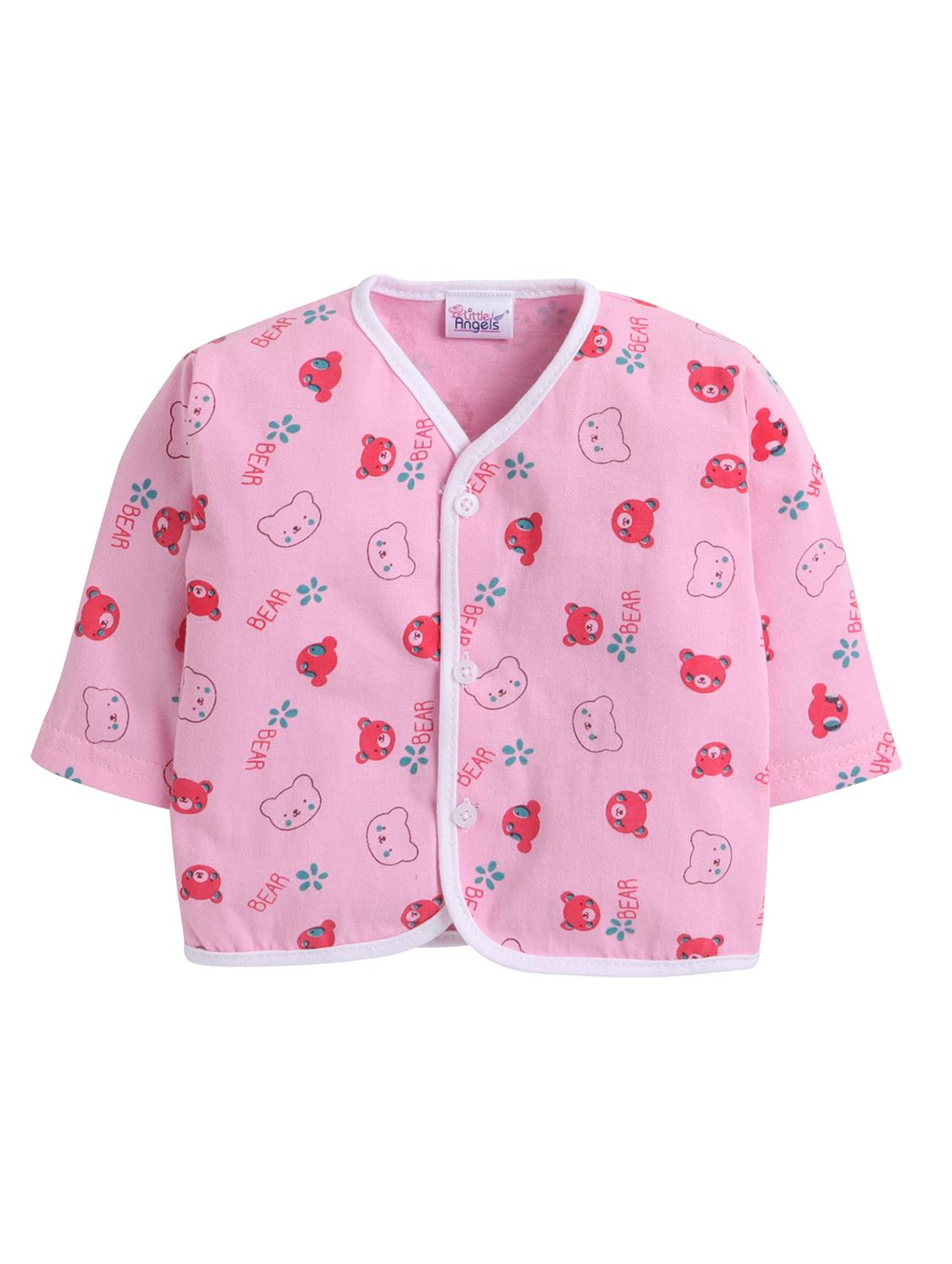 little angels printed cotton unisex jhabla and full pant set for 0-3 month - 19411949 - Standard Image - 1