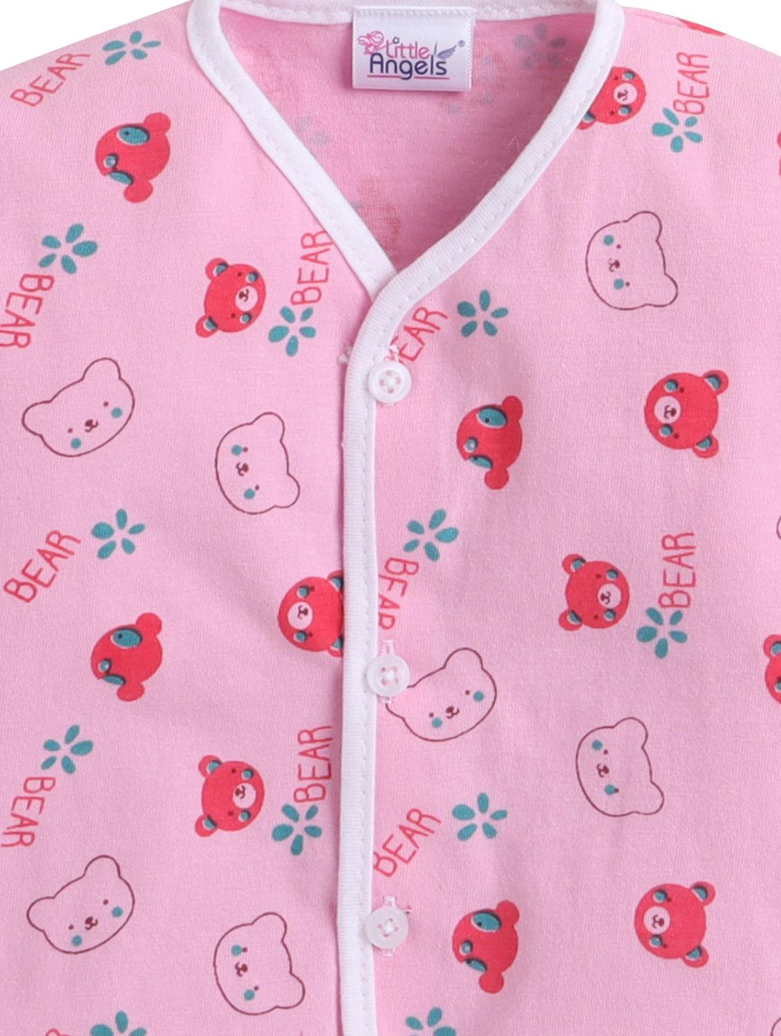 little angels printed cotton unisex jhabla and full pant set for 0-3 month - 19411949 - Standard Image - 4