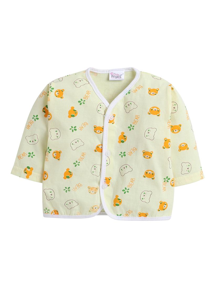 little angels printed cotton unisex jhabla and full pant set for 0-3 month - 19411951 - Standard Image - 1