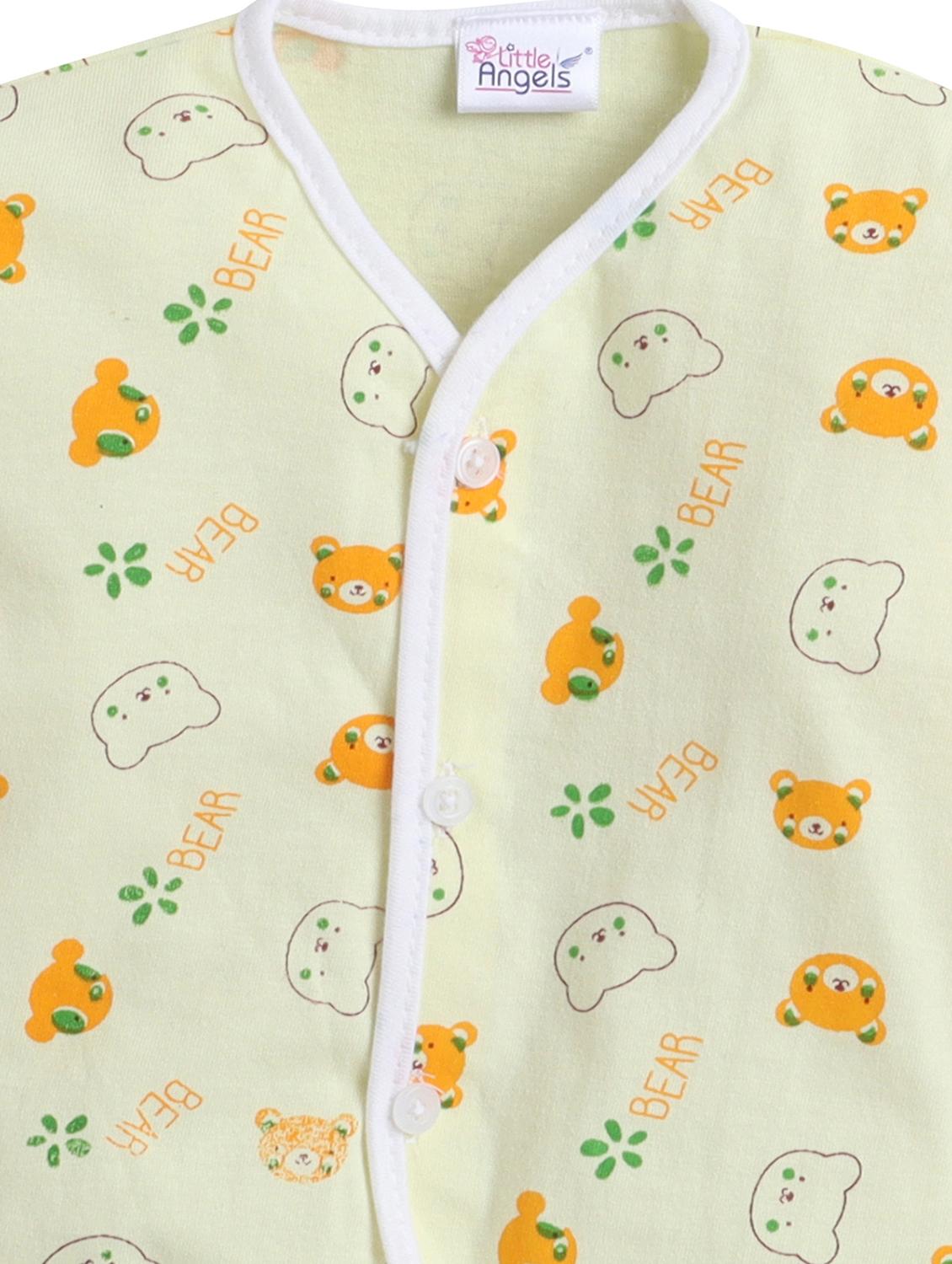 little angels printed cotton unisex jhabla and full pant set for 0-3 month - 19411951 - Standard Image - 4