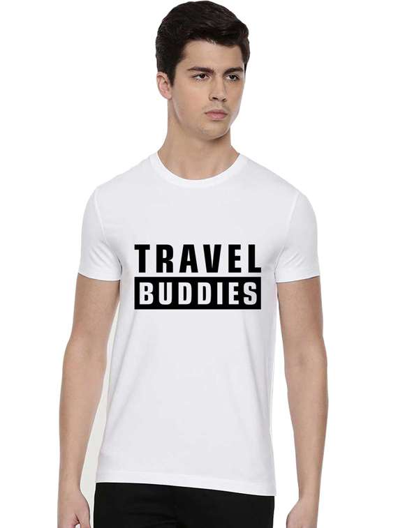 men round neck chest print t-shirt