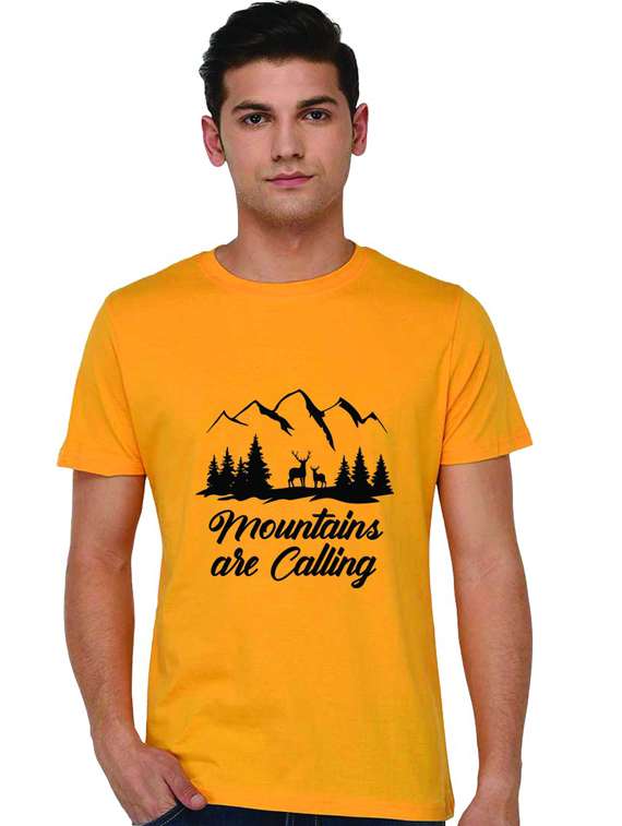 men front print short sleeve t-shirt