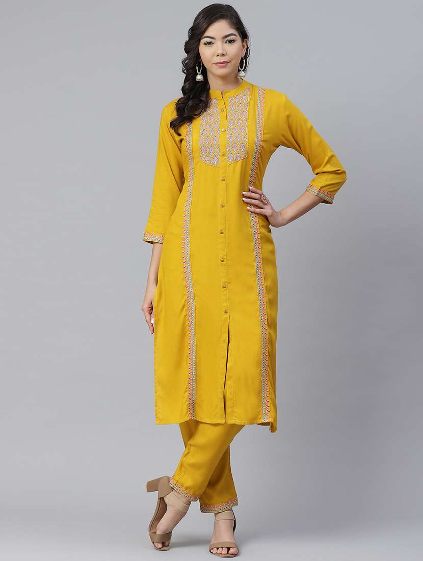 solid kurta pant set