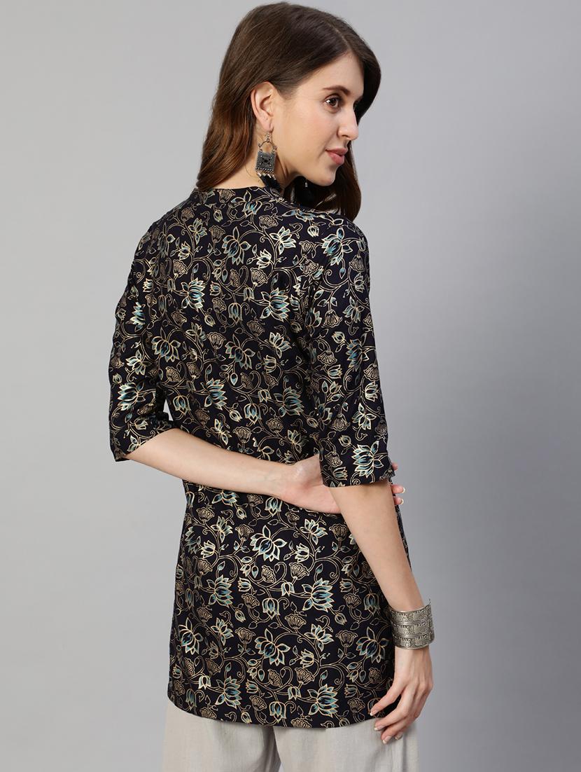 blue printed straight kurti - 19412753 - Standard Image - 1