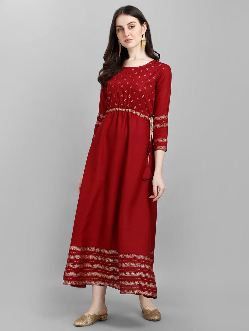 printed viscose anarkali kurta - 19413010 - Standard Image - 1