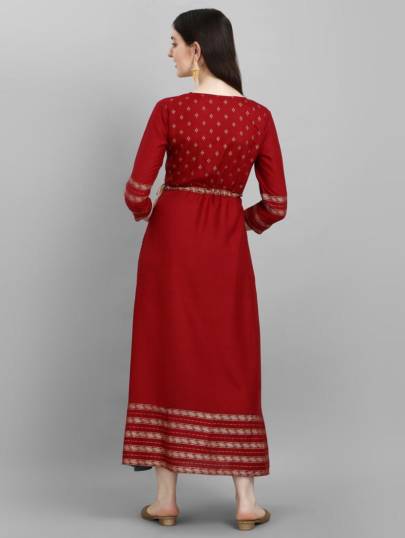 printed viscose anarkali kurta - 19413010 - Standard Image - 4