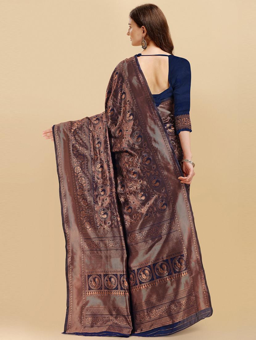 self design banarasi saree with blouse - 19413122 - Standard Image - 1