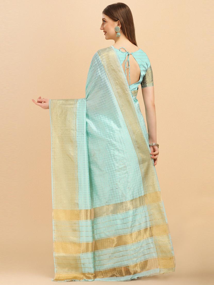 checked banarasi saare - 19413141 - Standard Image - 1