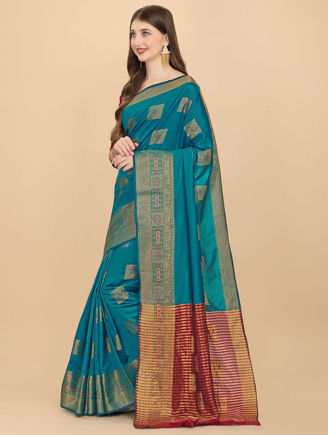 self design banarasi saree with blouse - 19413170 - Standard Image - 1