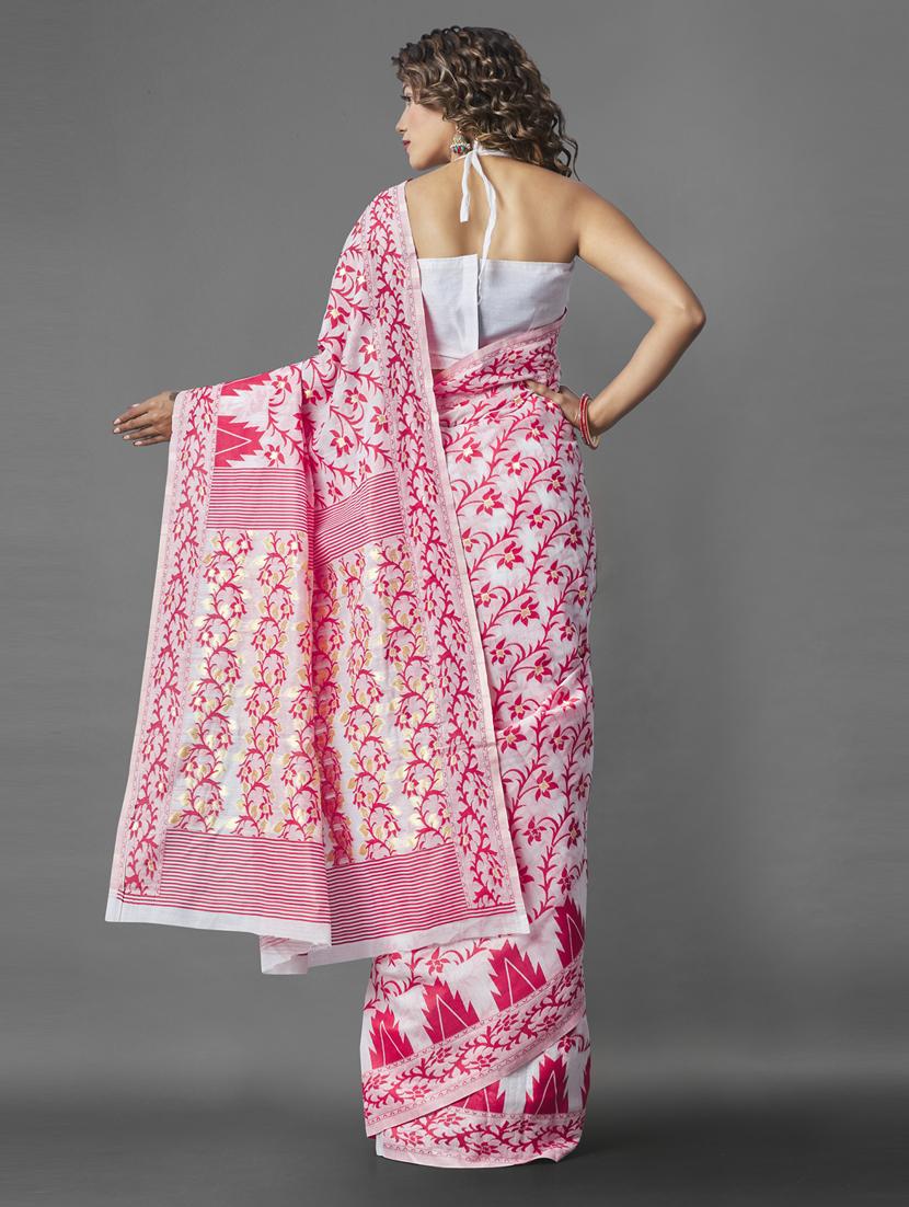 self design jamdani saree with blouse - 19413241 - Standard Image - 1