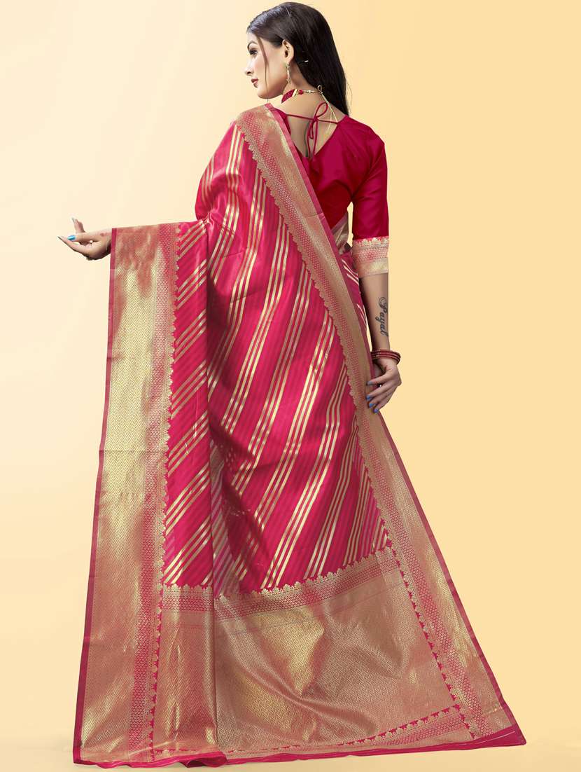 striped banarasi saree with blouse - 19413321 -  Standard Image - 1