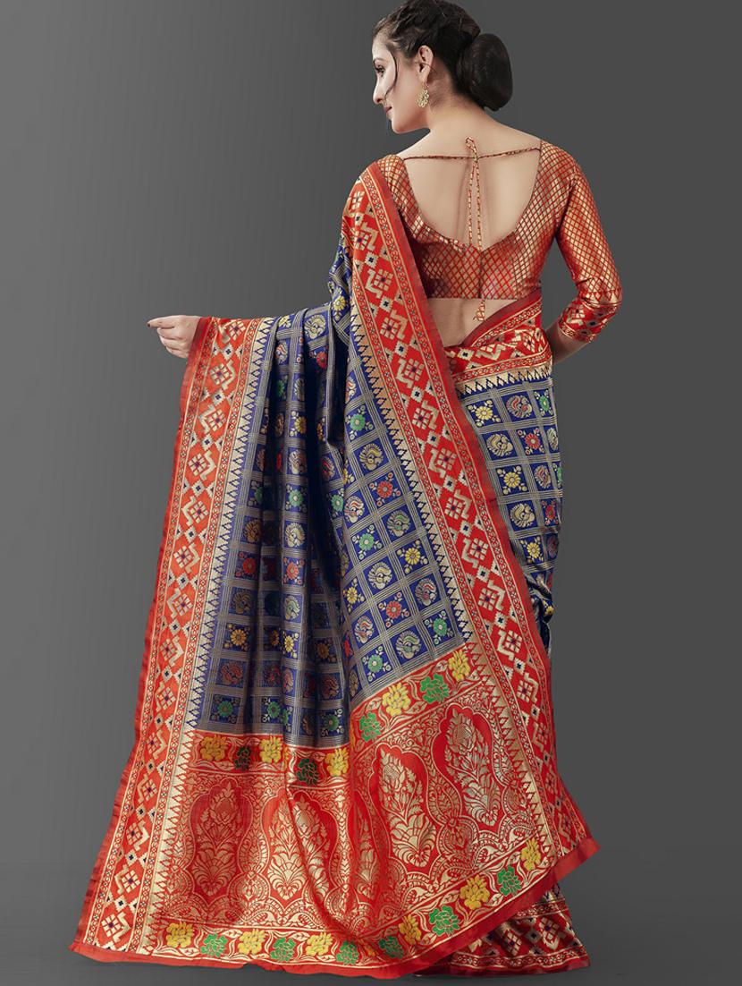 self design banarasi saree with blouse - 19413375 -  Standard Image - 1