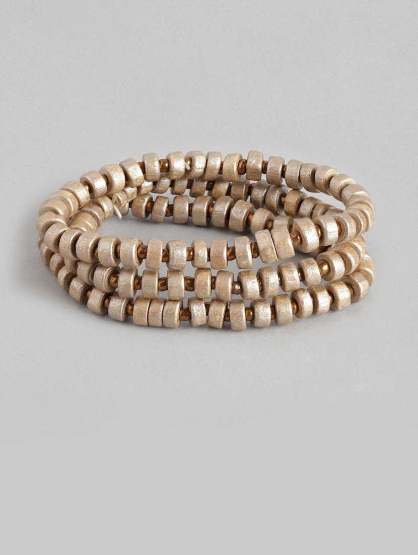 women set of 3 gold-toned elasticated bracelet