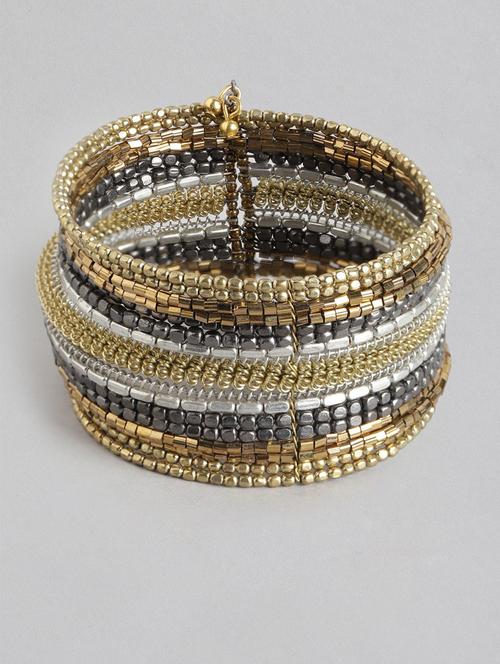 women gold-plated & silver-toned cuff bracelet - 19413452 - Standard Image - 0