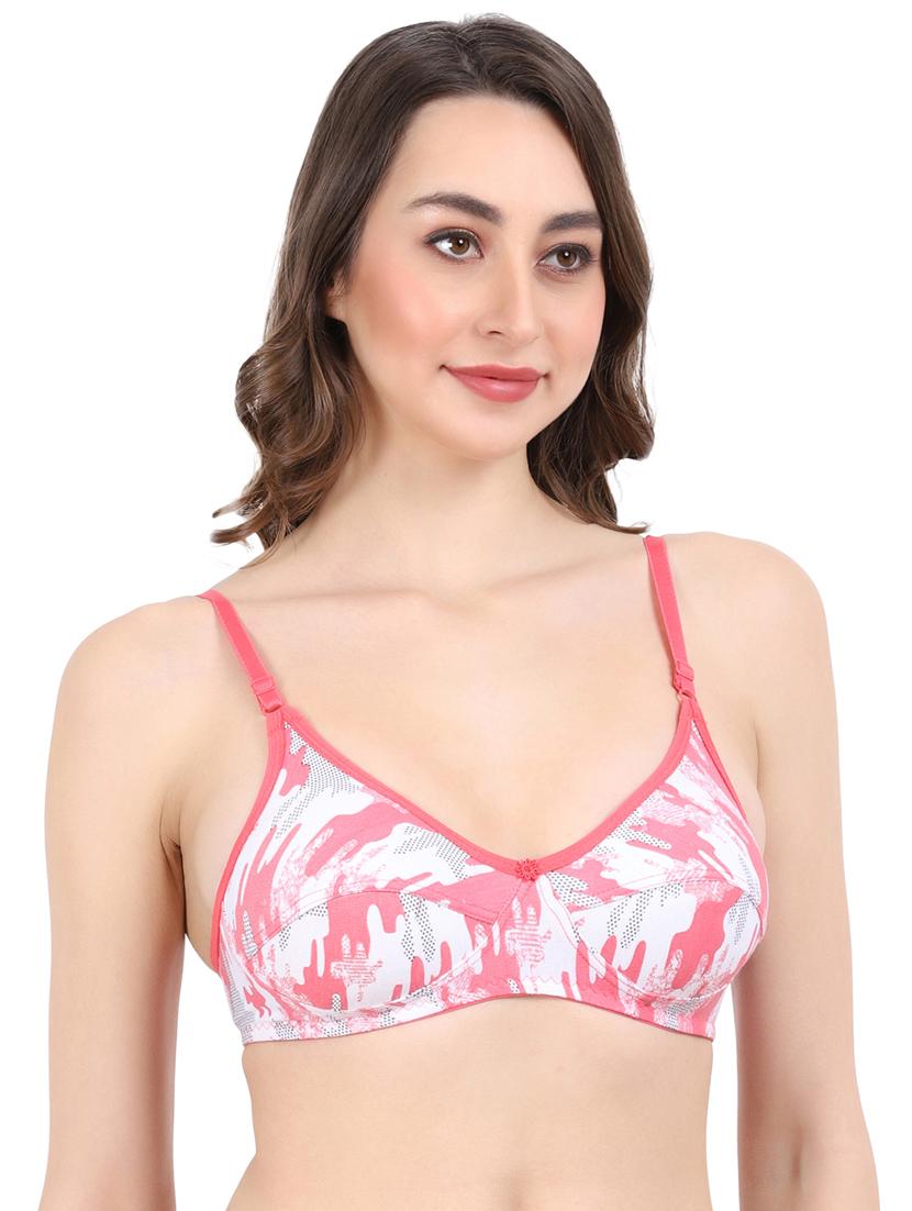 pink cotton regular bra - 19413473 - Standard Image - 1